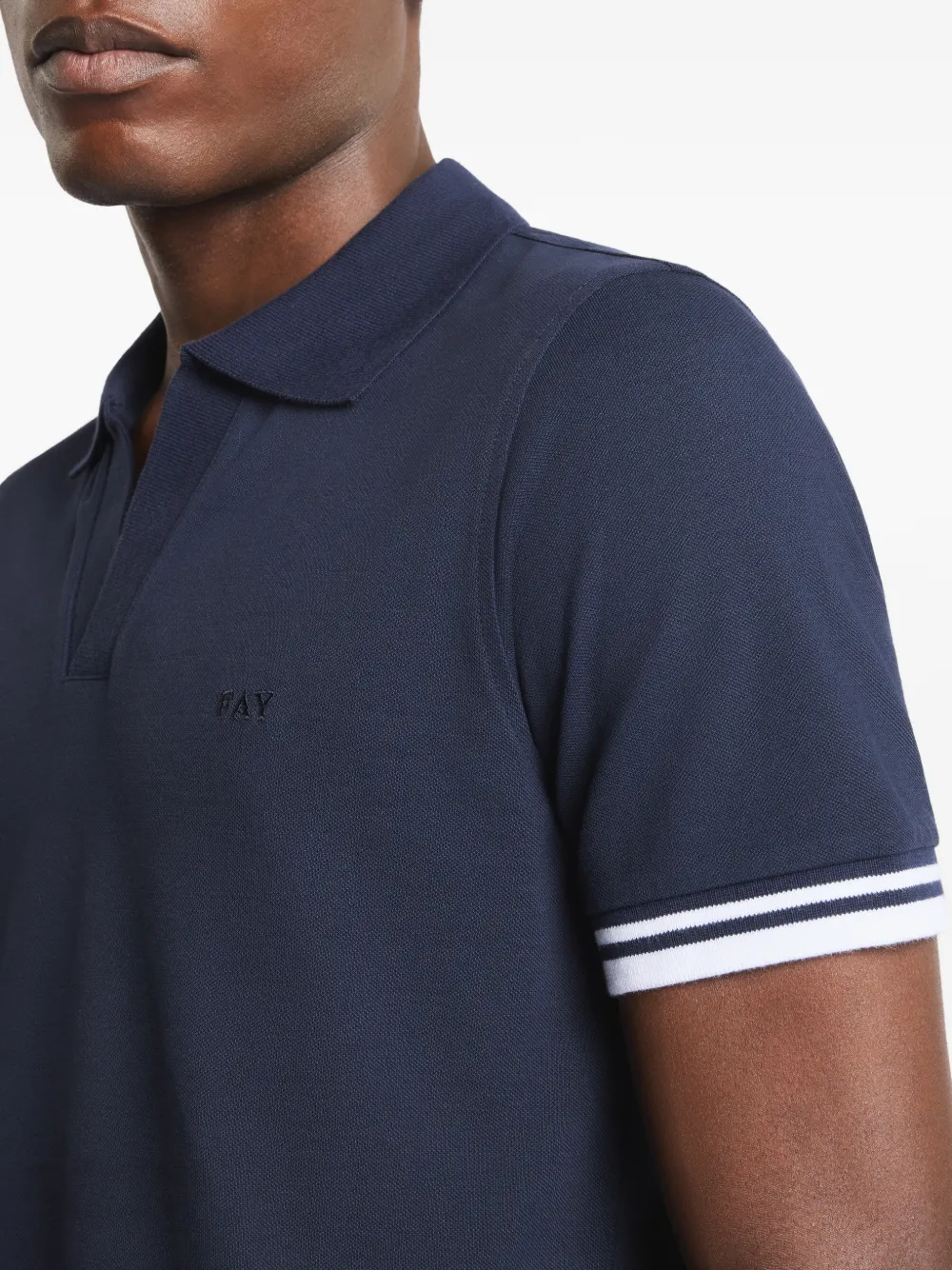 Fay Gestreept geplooid poloshirt met korte mouwen Blauw