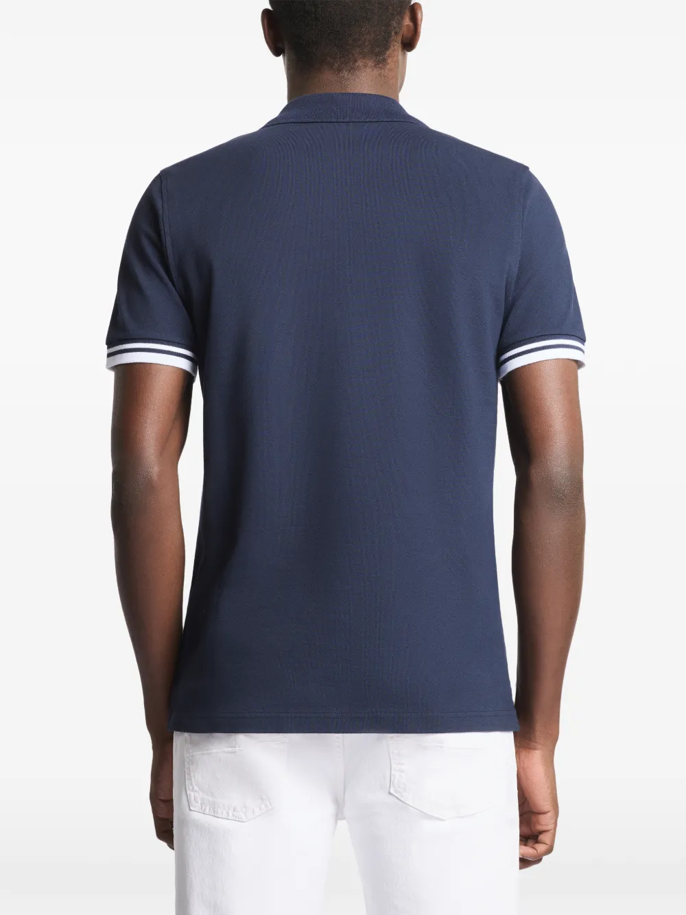Fay Gestreept geplooid poloshirt met korte mouwen Blauw