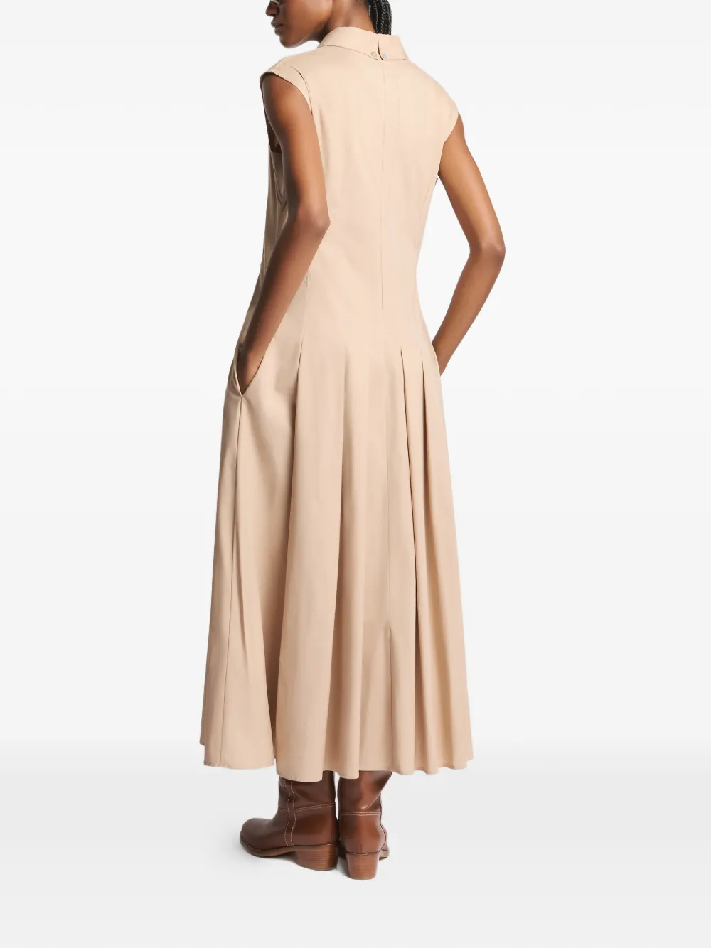  Fay Pleated Sleeveless Midi Dress - Neutrals 