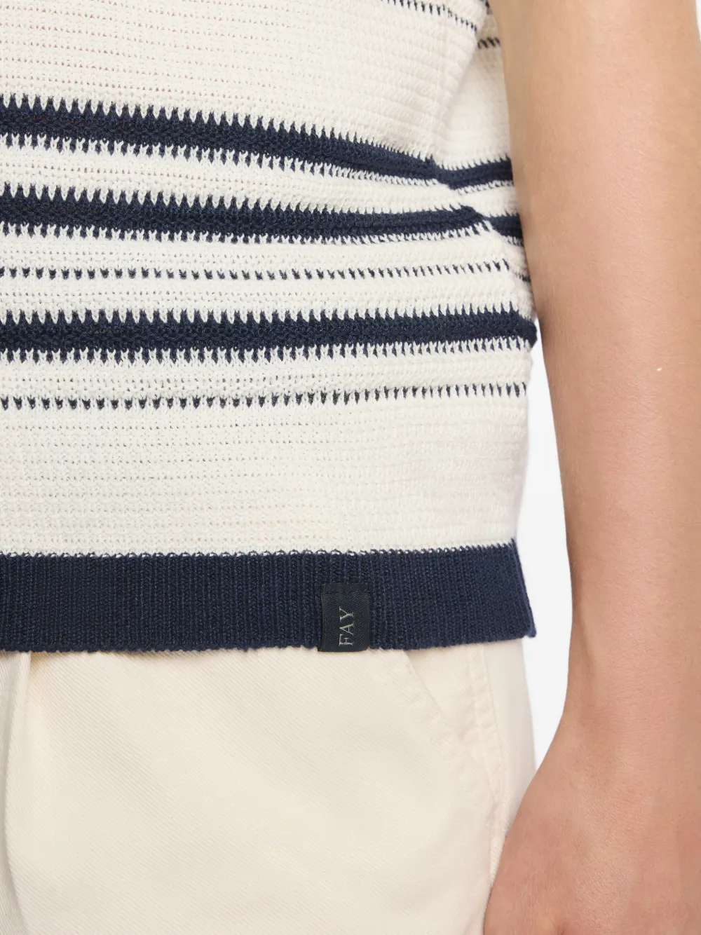 Fay Gestreept poloshirt met korte mouwen Beige