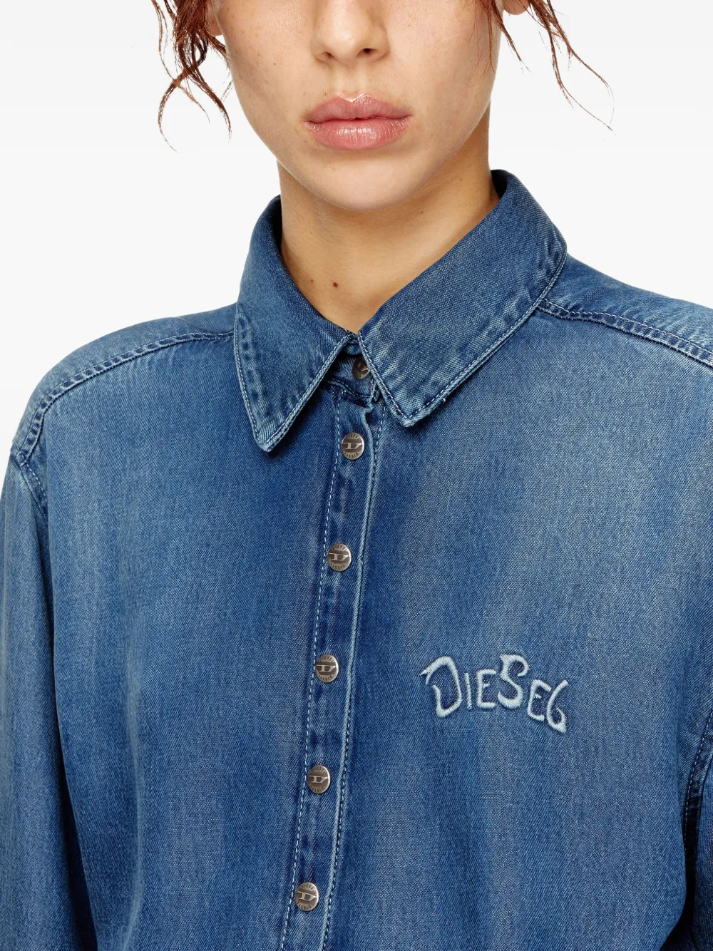 Diesel De-drevia-s Buttoned Mini Dress In Blue