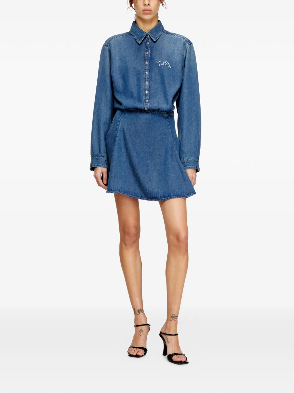 Diesel De-Drevia-S buttoned mini dress - Blauw