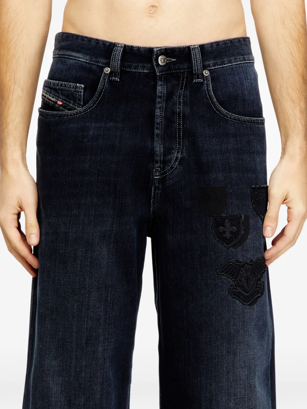 Diesel 2001 D-Macro jeans met geborduurde patch Blauw