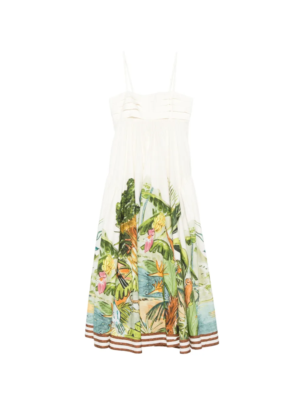 ALEMAIS ALEMAIS TOUCAN TANGO MIDI DRESS STRAPS - Bianco