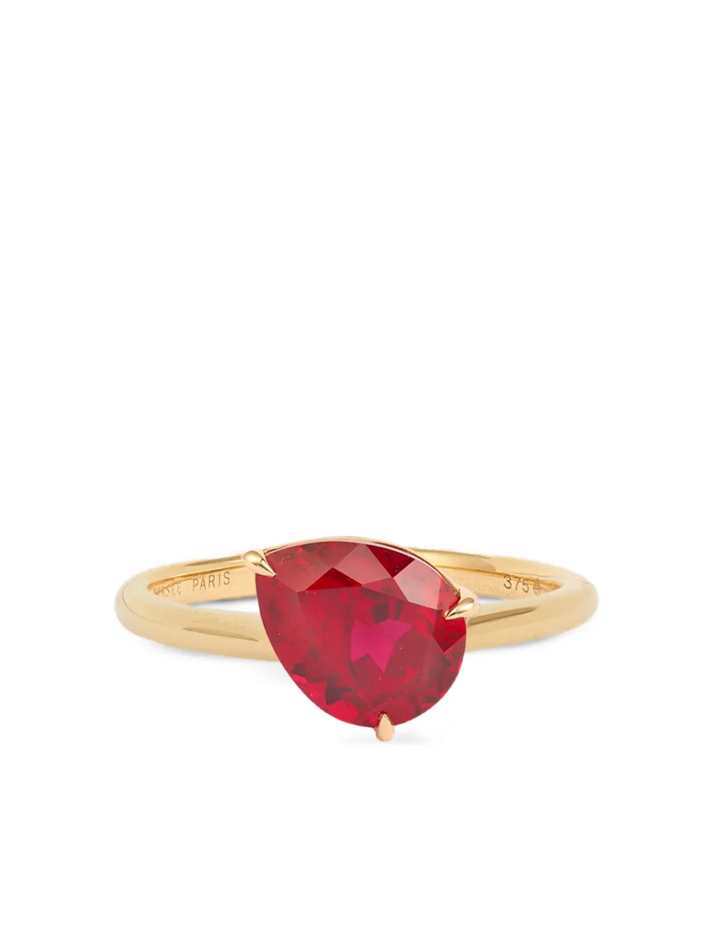 Persée 9k Yellow Gold Iris Ruby Ring In Red