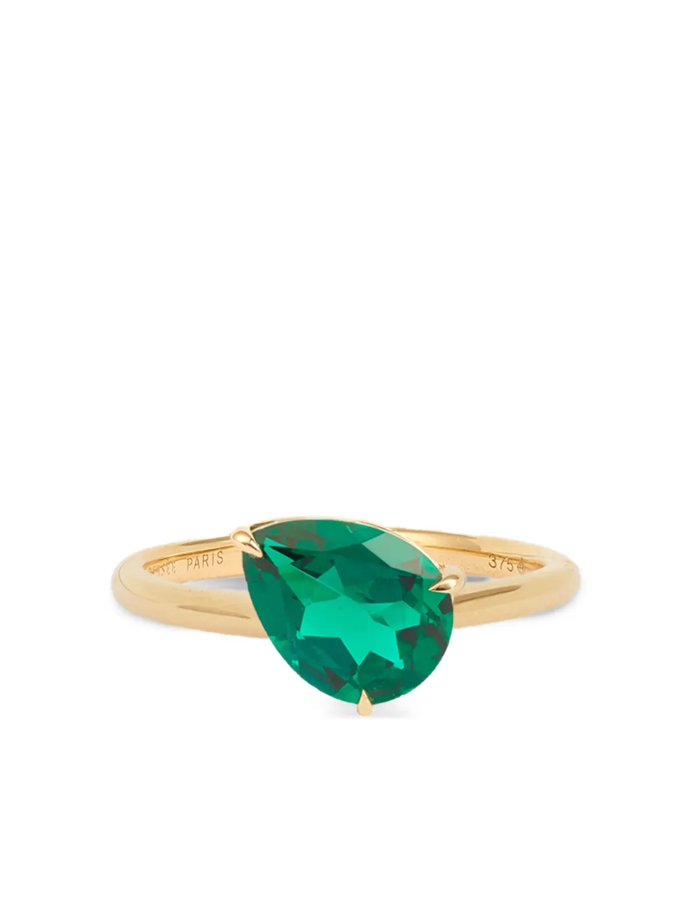 Persée 9k Yellow Gold Iris Emerald Ring In Green