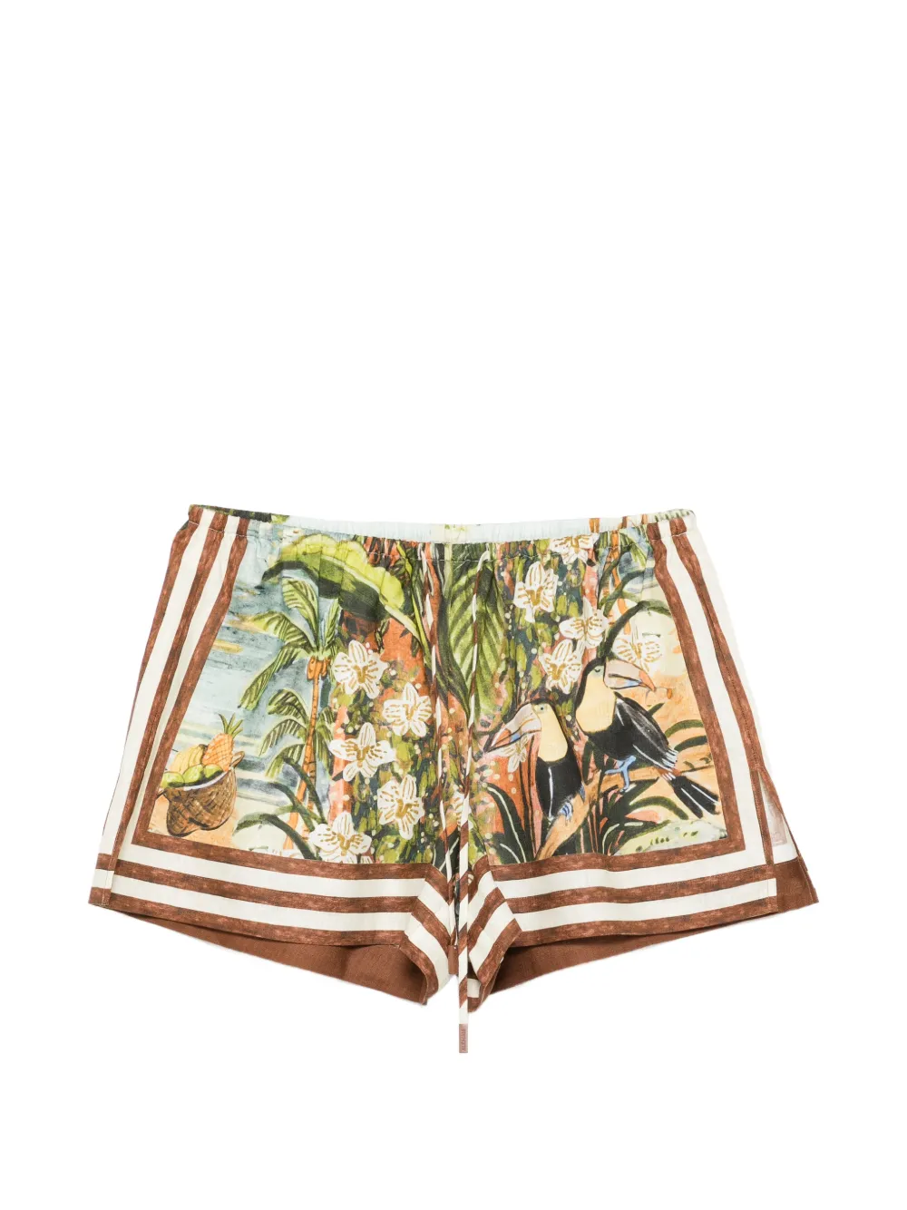 ALEMAIS Toucan Tango print shorts - Marrone
