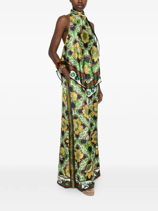 ALEMAIS Liana Floral Palazzo Pants | Blue | FARFETCH