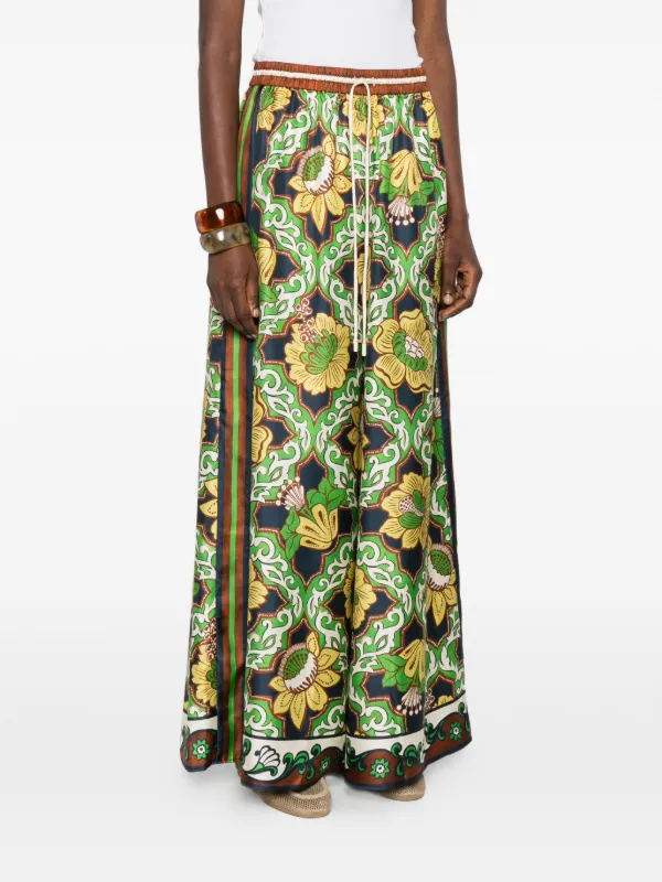 ALEMAIS Liana Floral Palazzo Pants | Blue | FARFETCH