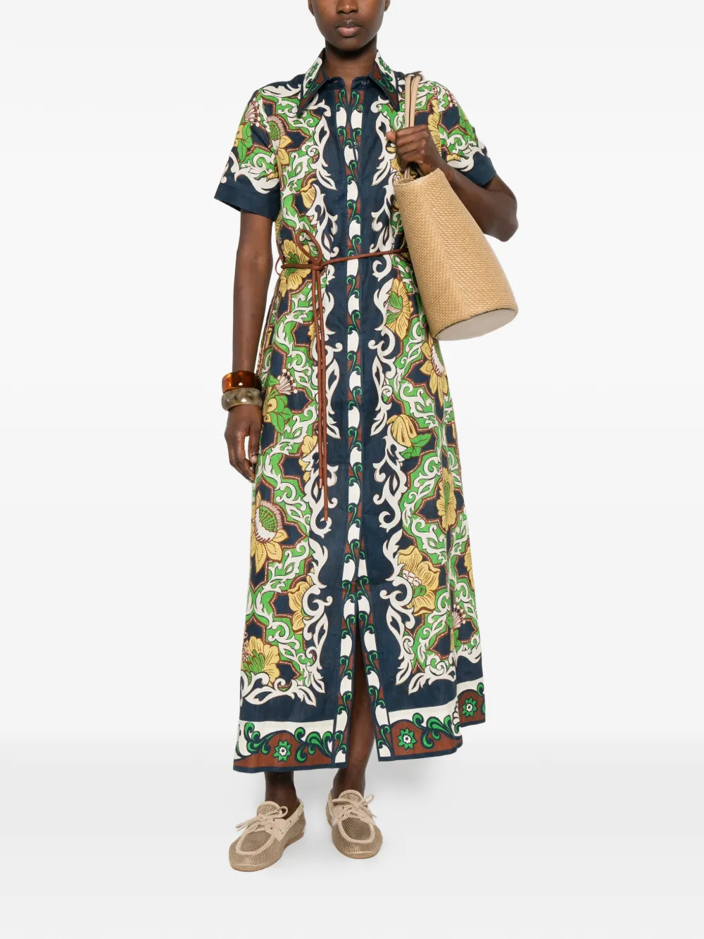 ALEMAIS Liana midi-blousejurk met bloemenprint Blauw
