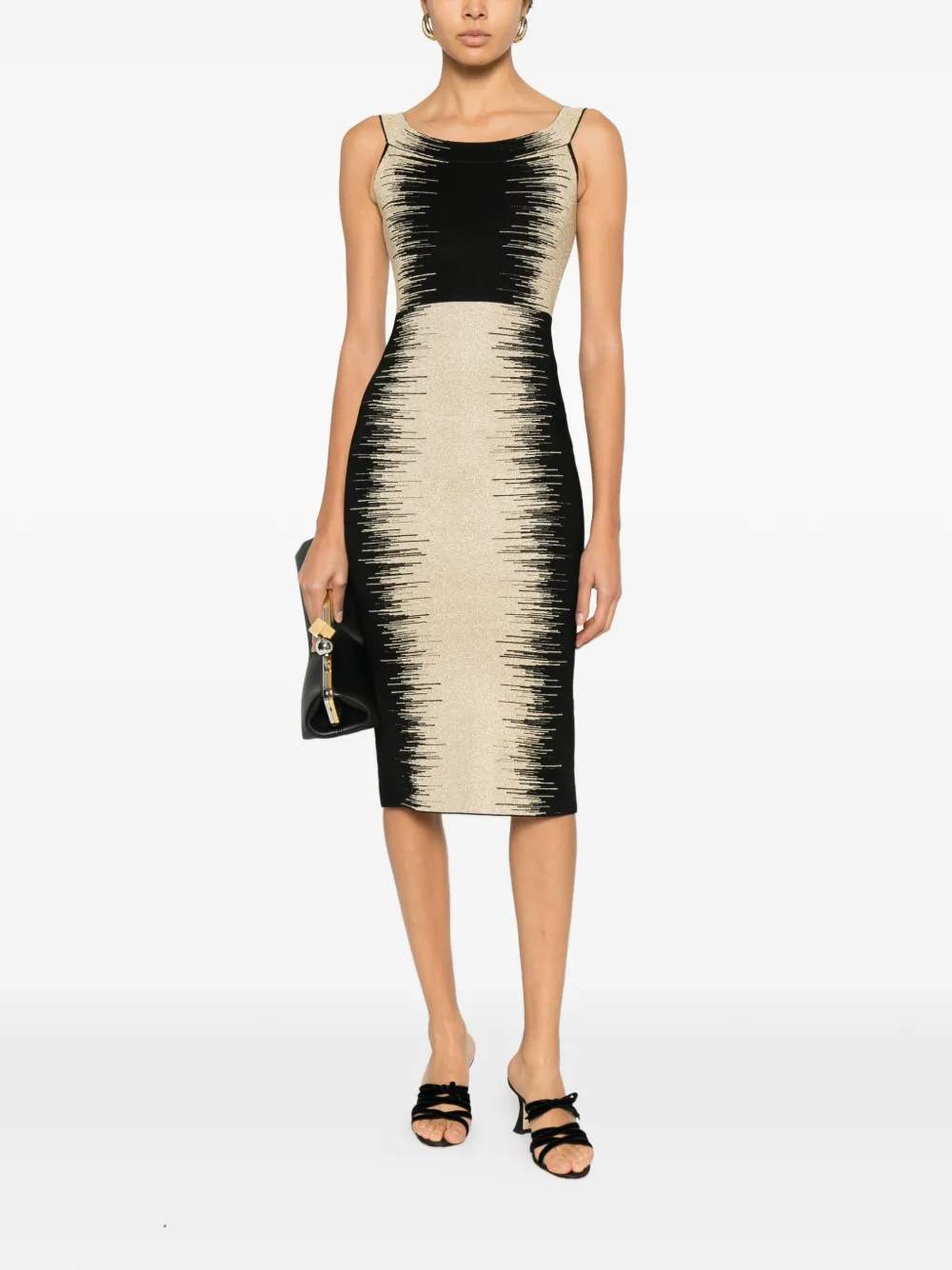 Herve Leger Arwen gestreepte jurk - Zwart