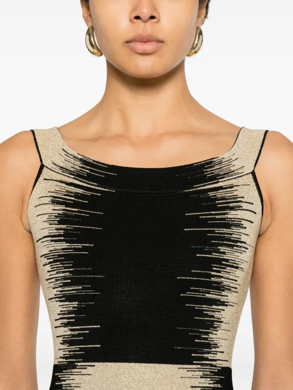 herve leger black and gold dress Herve Leger
