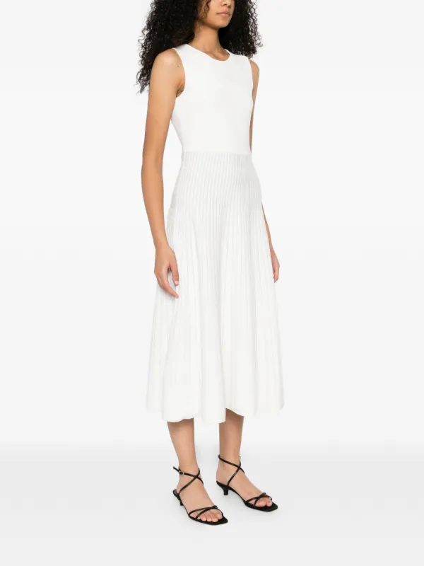 Herve Leger A-line Pleated Dress - White Herve Leger A-line Pleated Dress - White