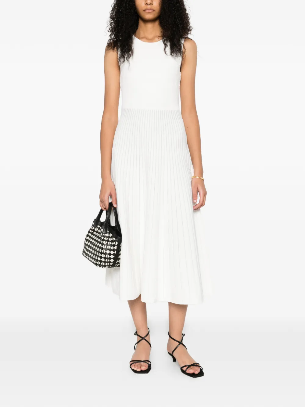 Herve Leger pleated A-line dress - Wit