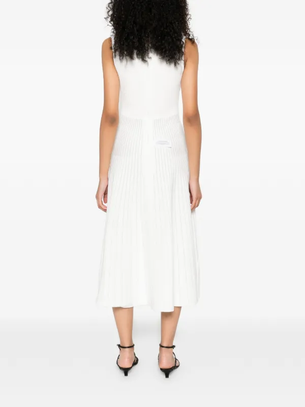 Herve Leger A-Line Pleated Dress - White