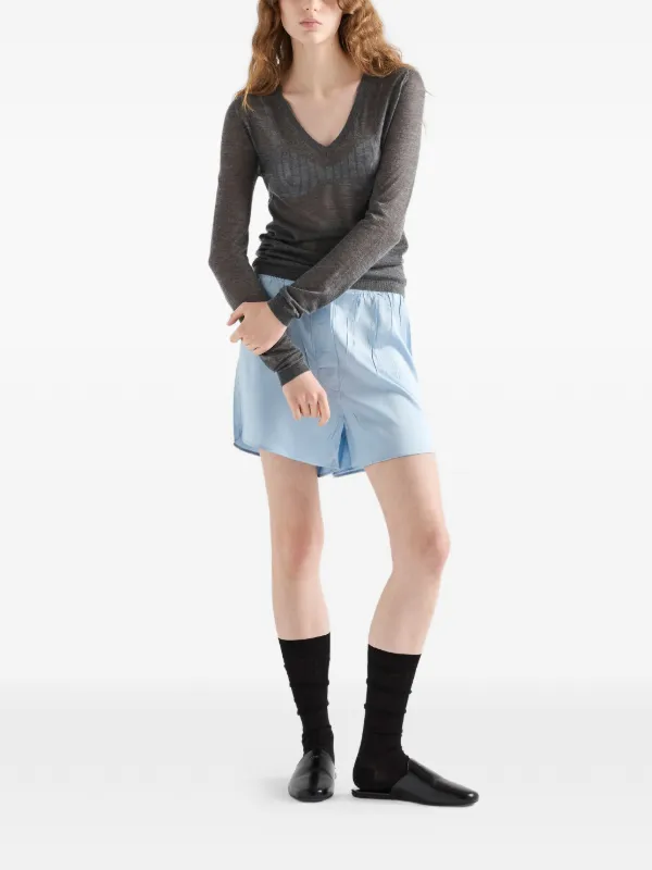Prada long-sleeve V-neck Sweater | Grey | FARFETCH