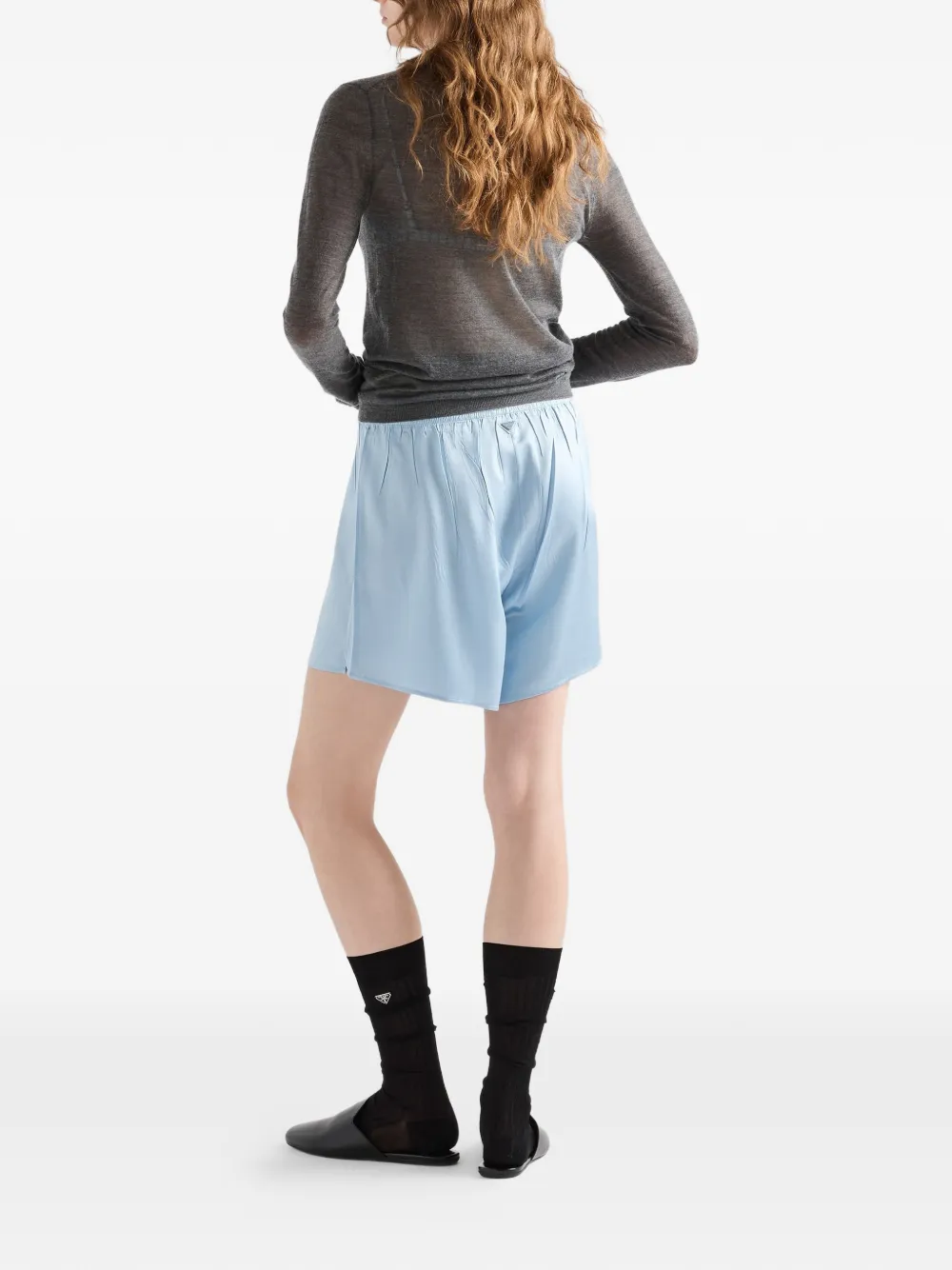 Prada Long-sleeve V-neck Sweater In Gray