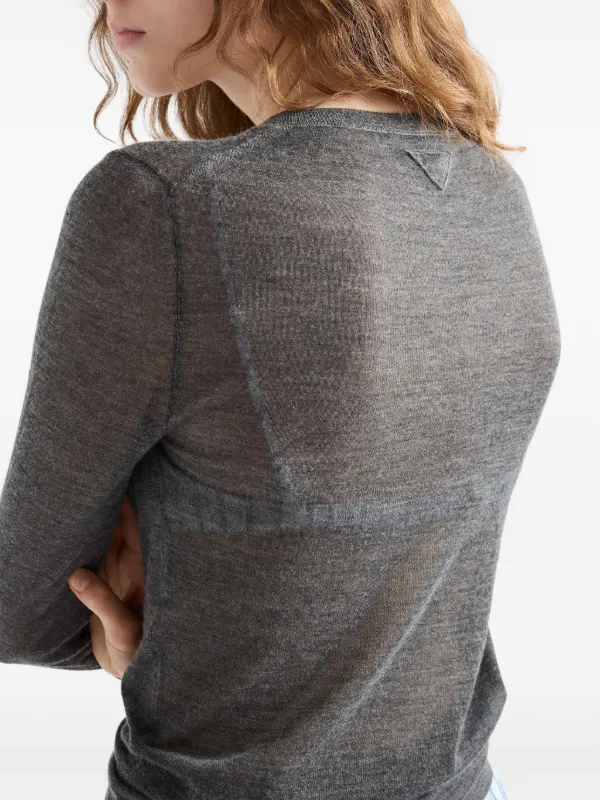 Prada long-sleeve V-neck Sweater | Grey | FARFETCH