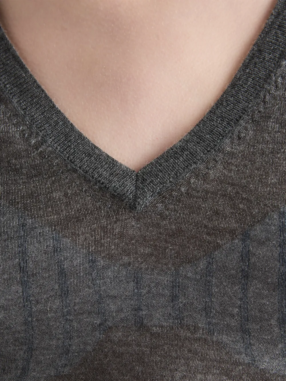 Prada Long-sleeve V-neck Sweater In Gray