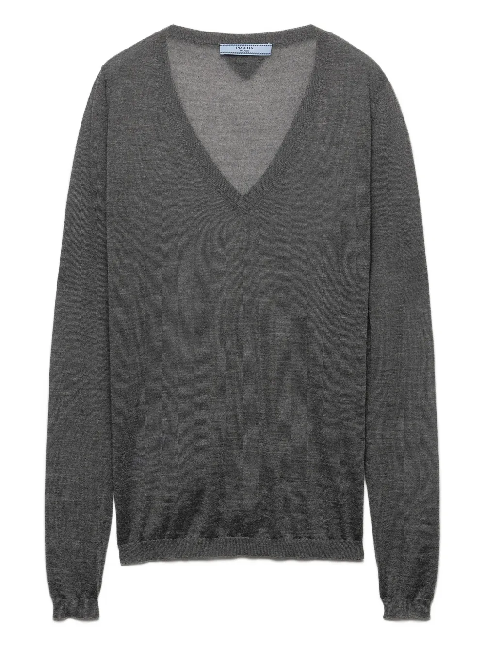 Prada Long-sleeve V-neck Sweater In Gray