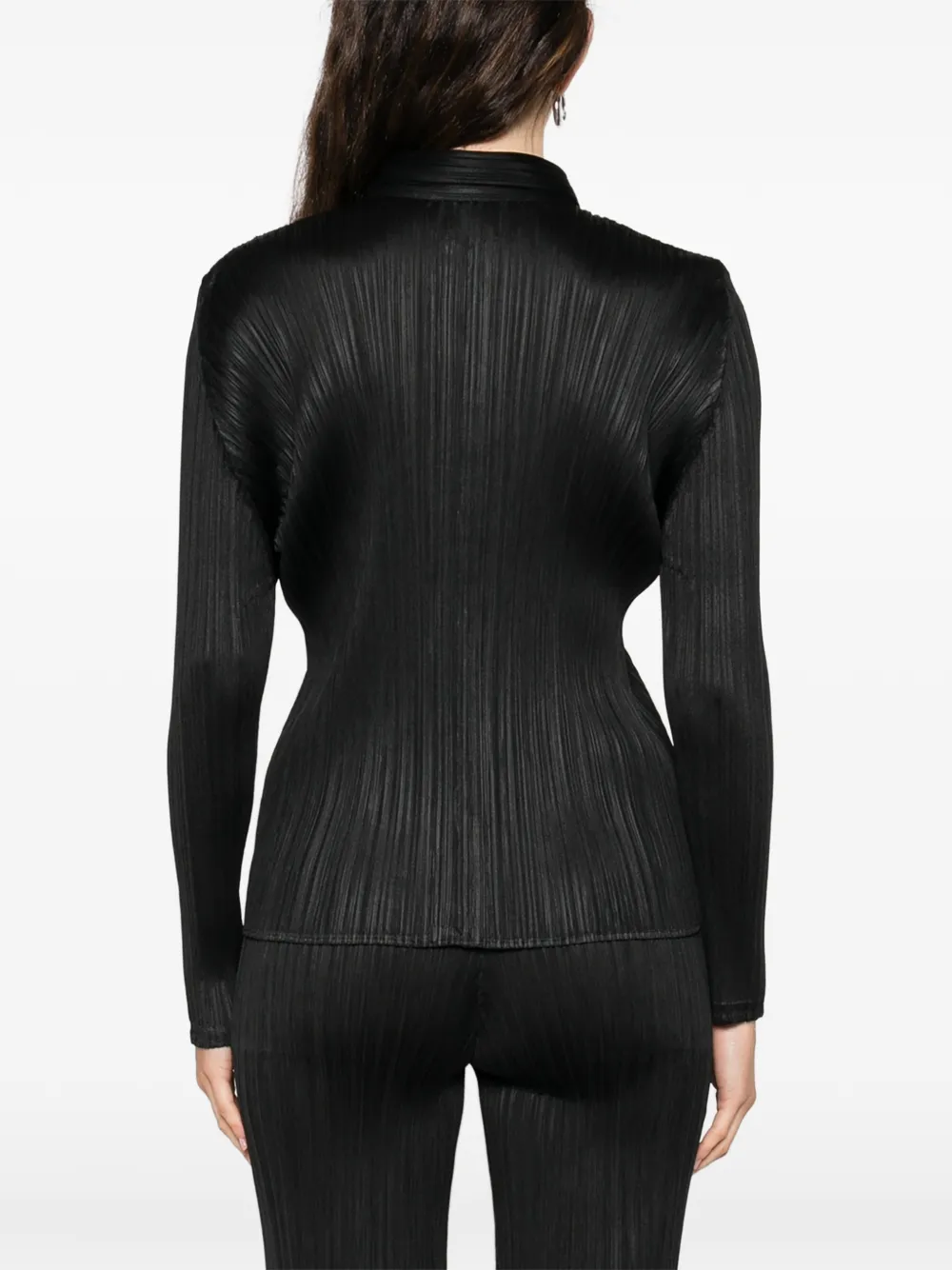 Pleats Please Issey Miyake ボタン プリーツ トップ | ブラック