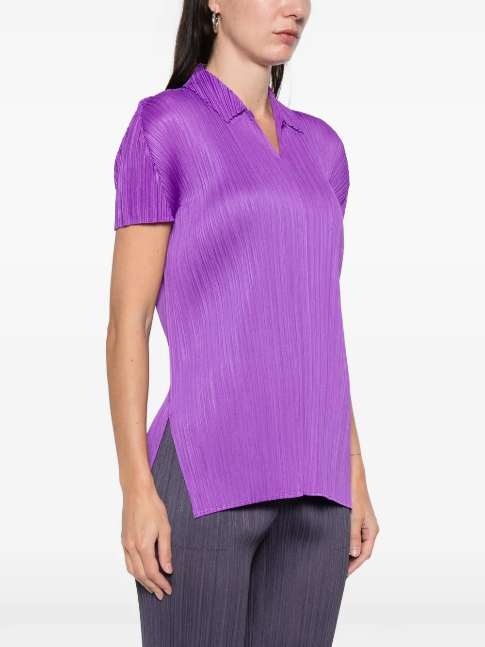 Pleated Collared Polo Shirt