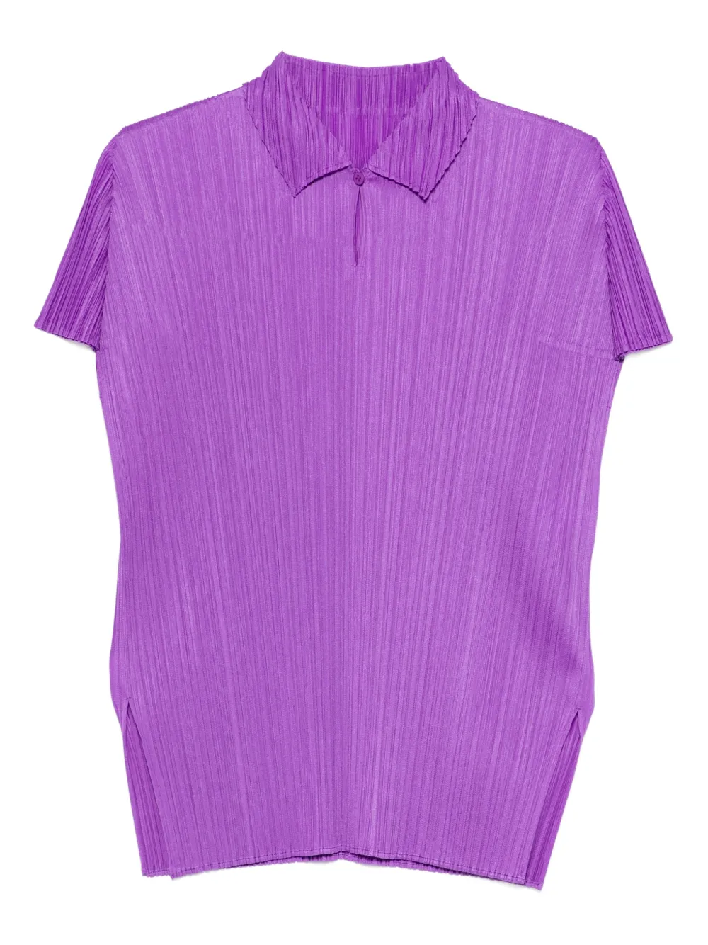 Issey Miyake Pleated Collared Polo Shirt In Purple