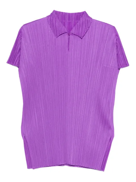 Pleats Please Issey Miyake pleated collared polo shirt