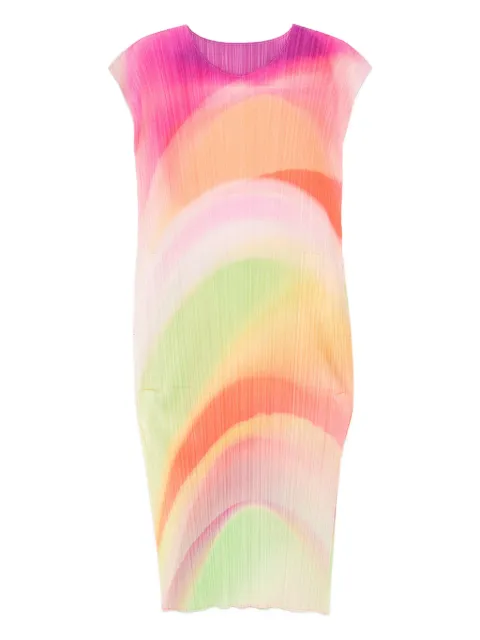 Pleats Please Issey Miyake Pleated V-neck Dress