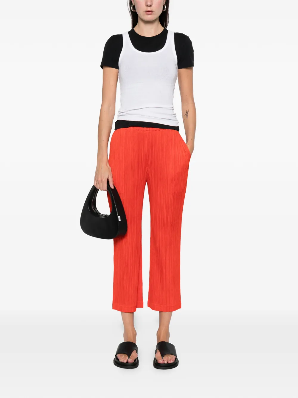 Pleats Please Issey Miyake pleated straight trousers - Rood