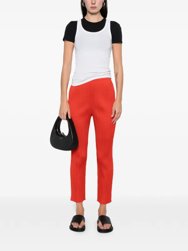 Pleats Please Issey Miyake July プリーツ ストレートパンツ | レッド