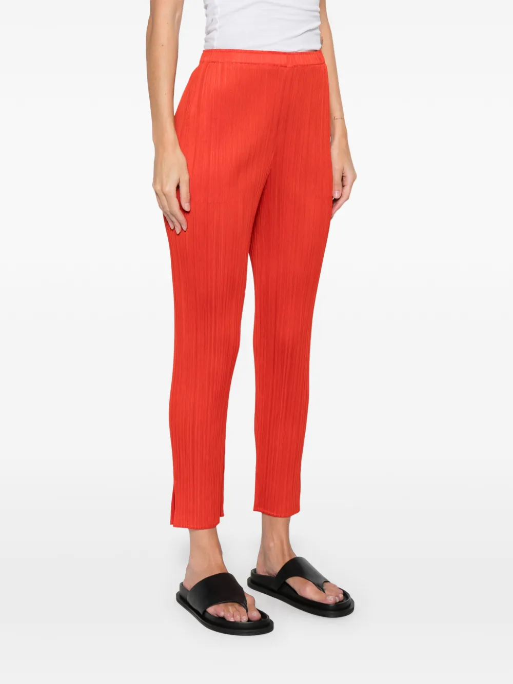 Pleats Please Issey Miyake July geplooide straight broek Rood