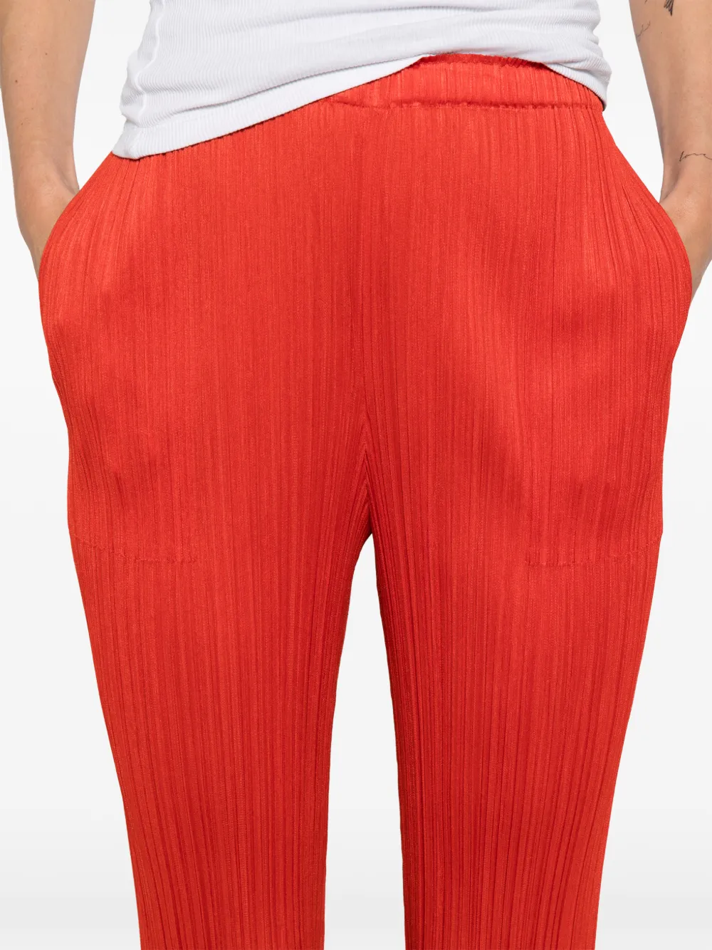 Pleats Please Issey Miyake July geplooide straight broek Rood