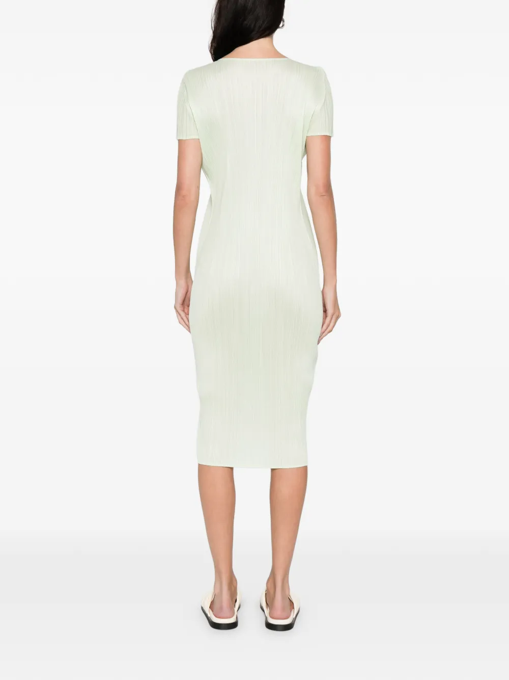 Pleats Please Issey Miyake Geplooide jurk Groen