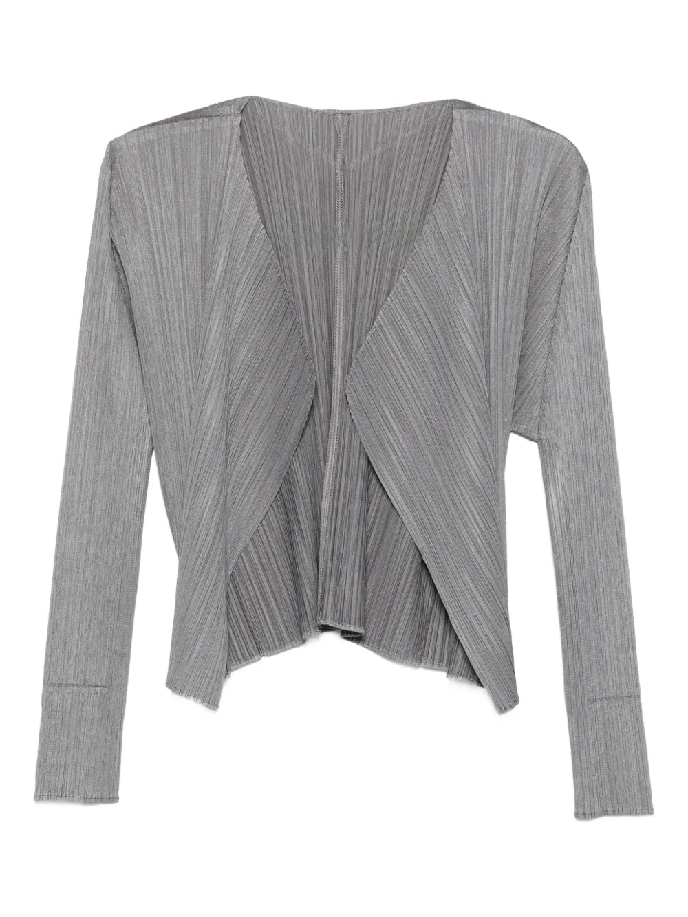 Pleats Please Issey Miyake pleated long-sleeve cardigan - Grigio
