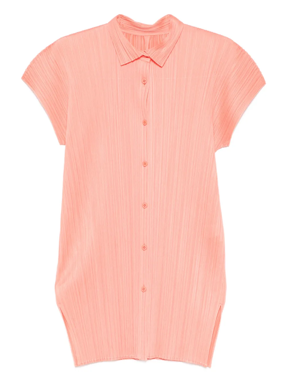 Pleats Please Issey Miyake camisa plisada con botones | naranja | Image 1