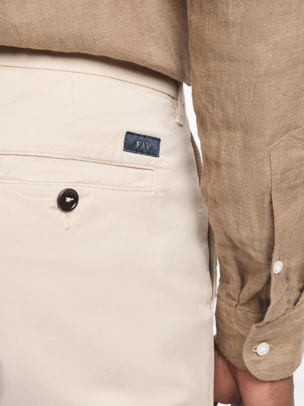 Fay Capri klassieke broek met opgerolde afwerking Beige