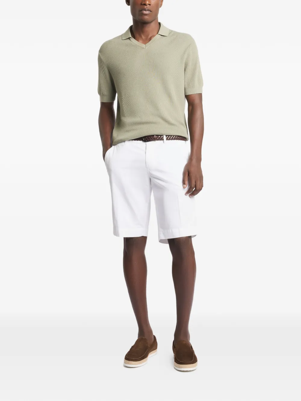 Ribbed Collar V-Neck T-Shirt