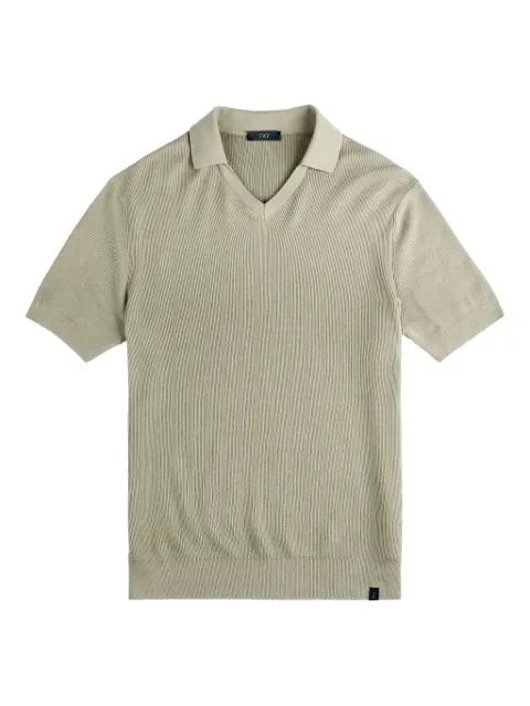 Fay ribbed collar v-neck T-shirt