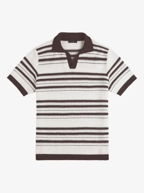 Fay striped ribbed-knit short-sleeves polo shirt