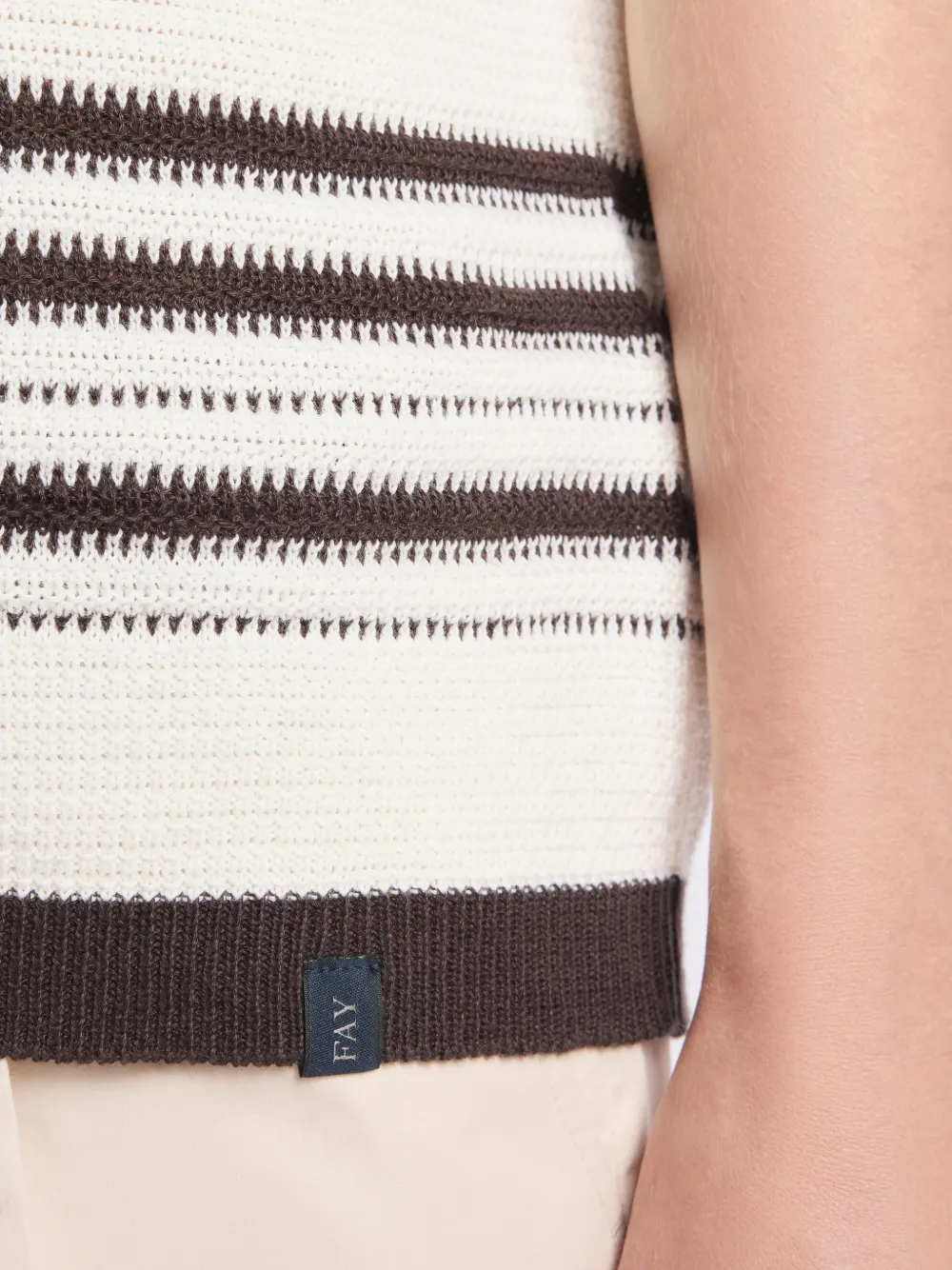Striped Ribbed-Knit Short-Sleeves Polo Shirt