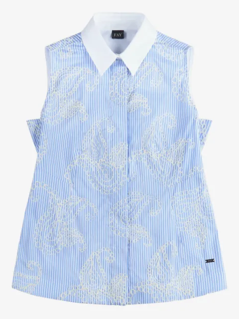 Fay striped embroidered sleeveless shirt