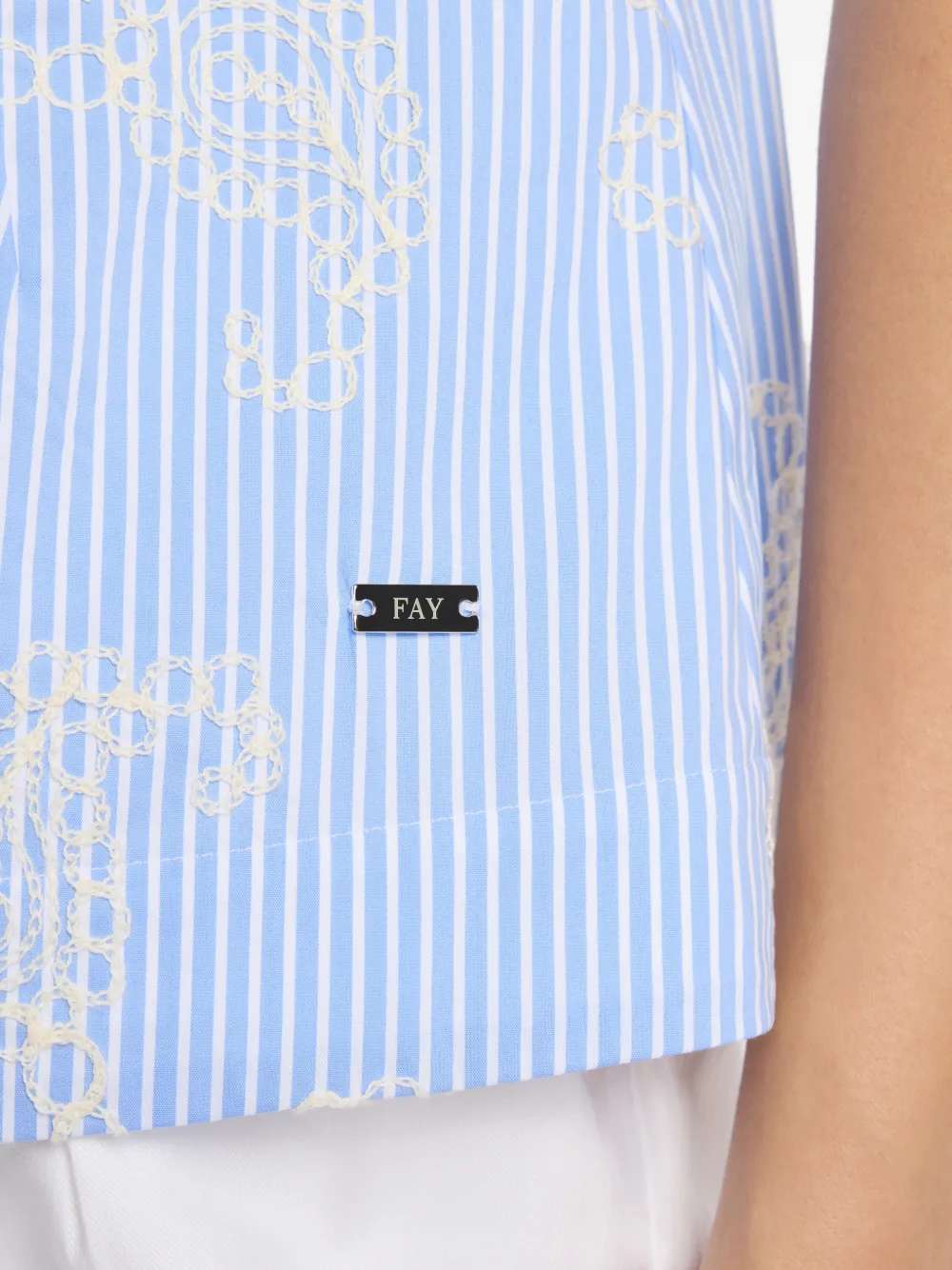 Fay Gestreept mouwloos blouse met borduurwerk Blauw