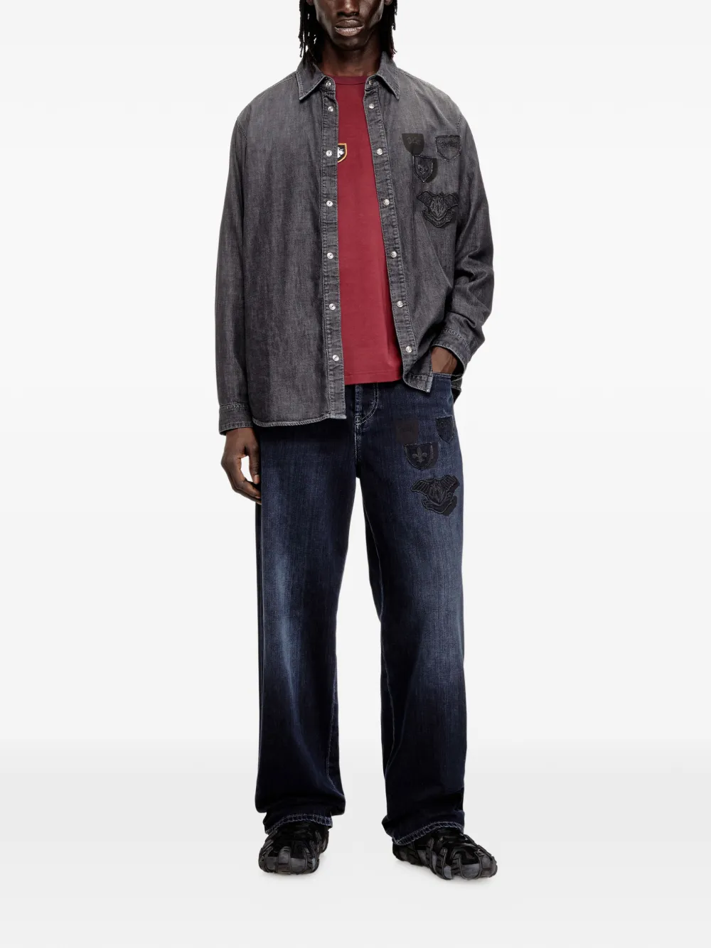Diesel D-Simply-S15 appliqué denim shirt - Grijs