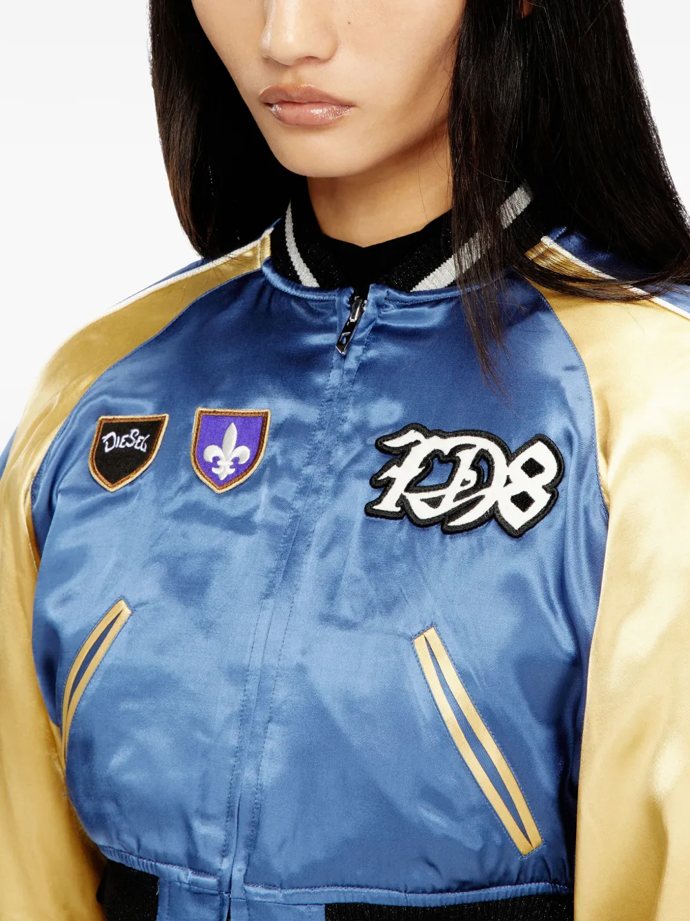 Diesel G-OSPEL-CP bomberjack met applicatie Blauw