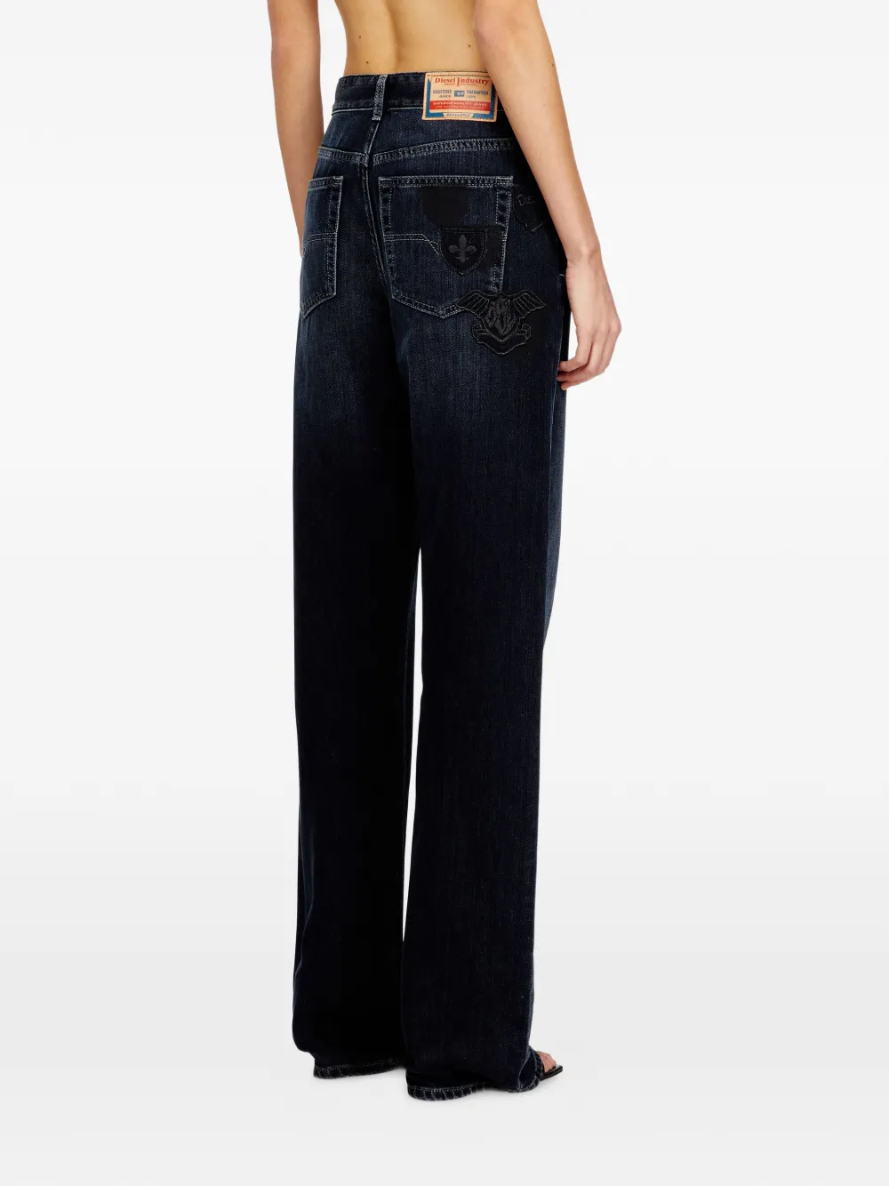 Diesel 1971 D-sent-s1 Shaded Embroidered Jeans In Blue