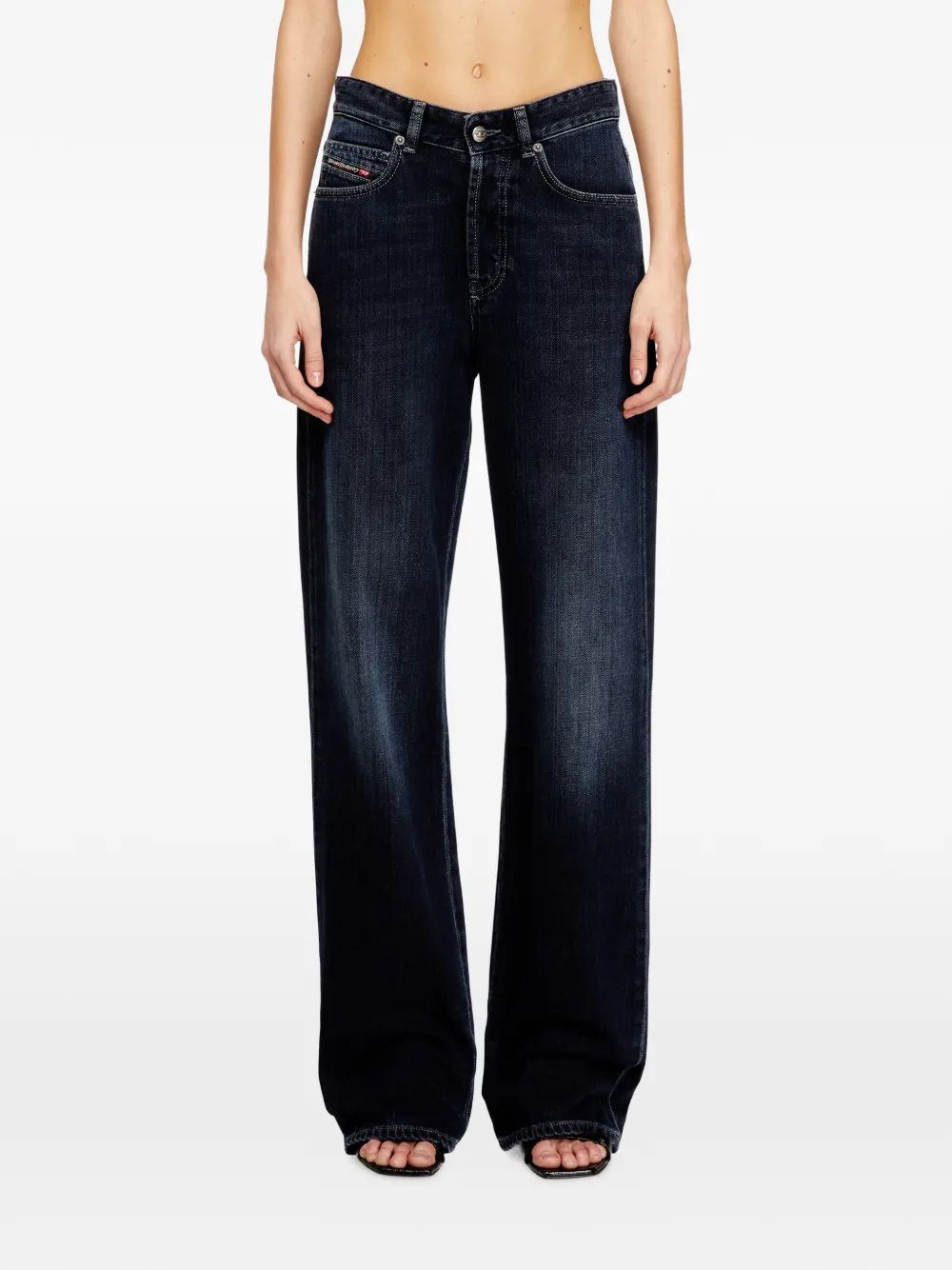 Diesel 1971 D-sent-s1 Shaded Embroidered Jeans In Blue
