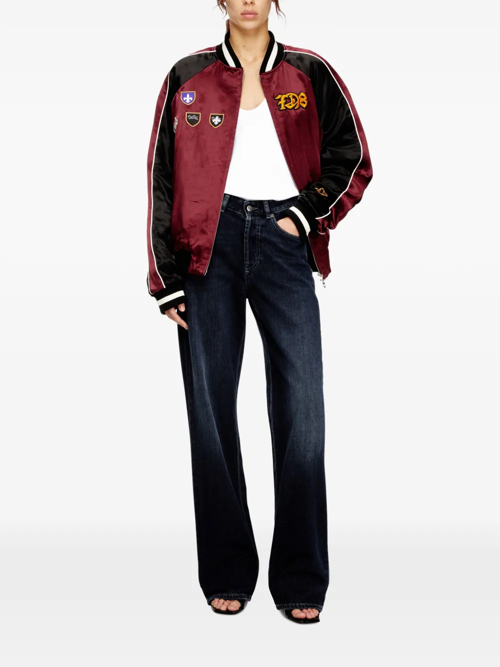 Diesel 1971 D-SENT-S1 shaded embroidered jeans - Blauw