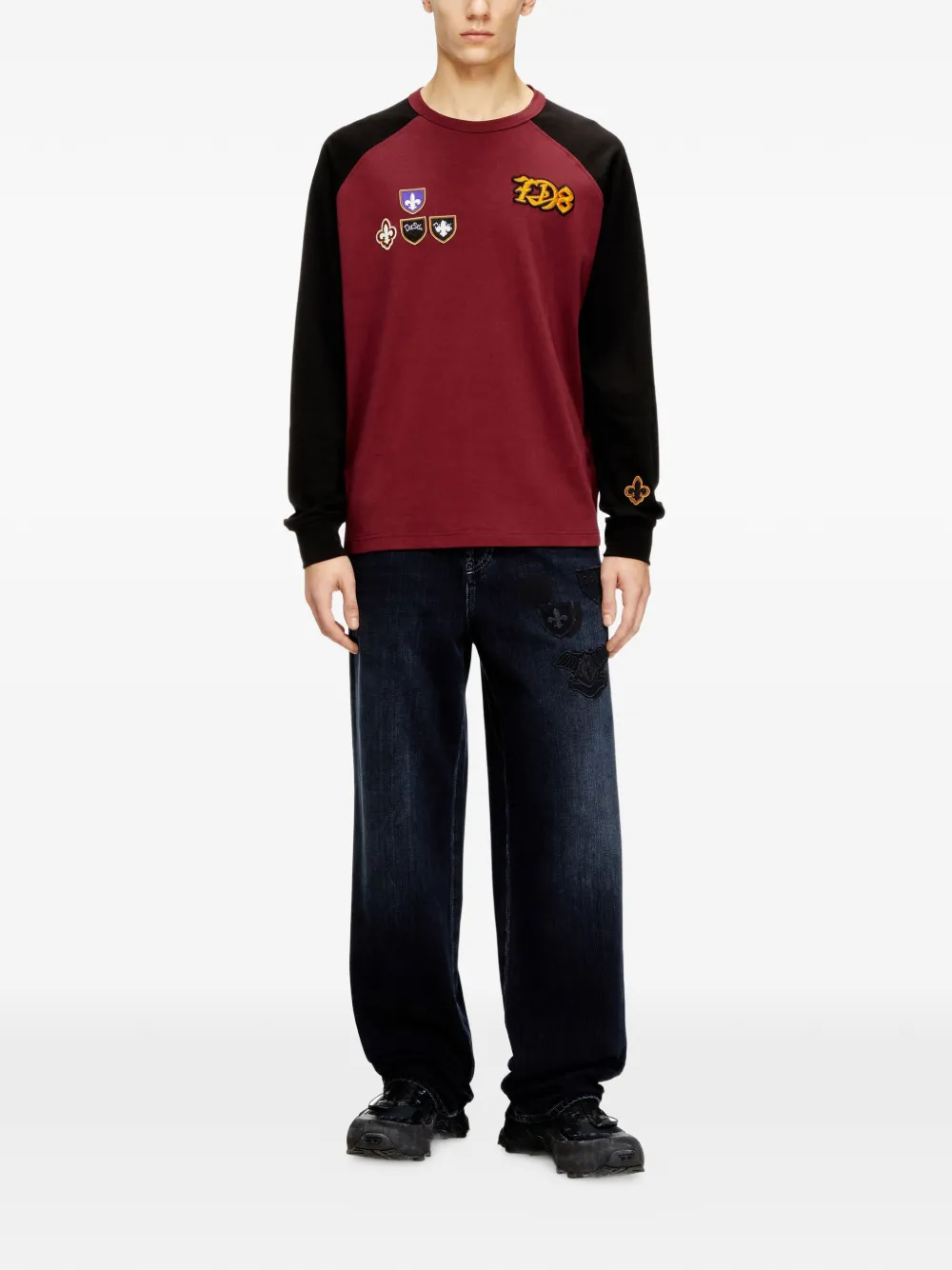 Diesel T-Norm-LS-Rag-CP T-shirt met lange mouwen - Rood