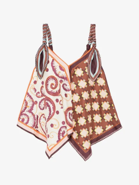 ALEMAIS Wilson mixed-print handkerchief-hem top